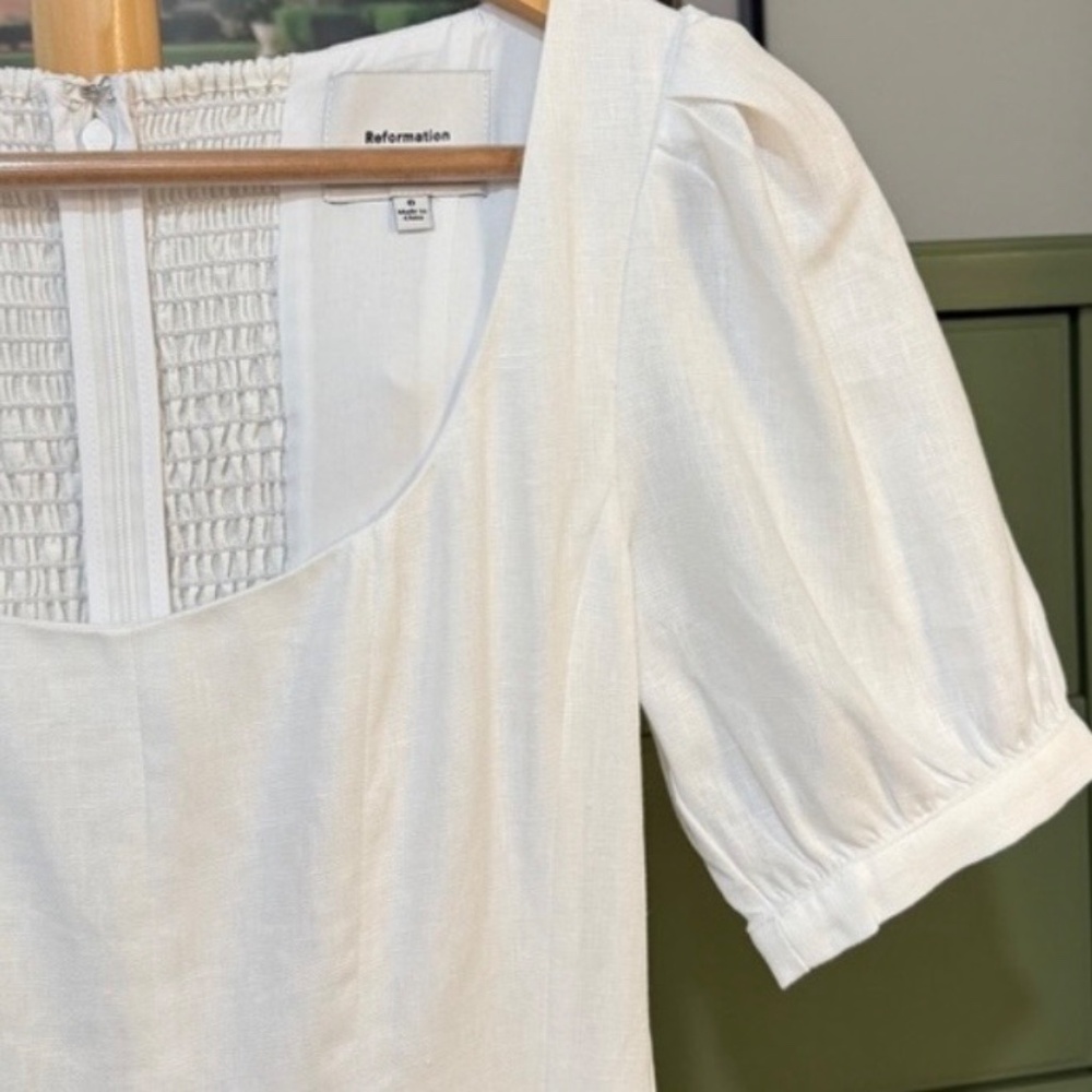 Reformation Coucou Linen Dress In White, brand new without tags, never worn. - Picture 6 of 7